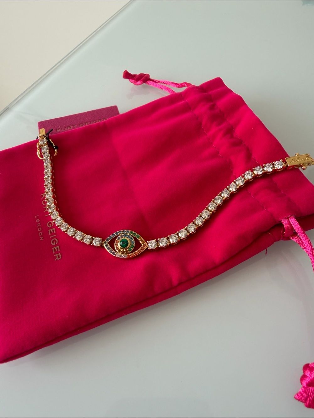 Kurt Geiger evil eye gold colorful tennis bracelet